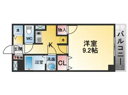 カーサデゼント西宮北口(1K/3階)の間取り写真