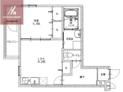 ハイツBLUEBELL(1LDK/2階)の間取り写真