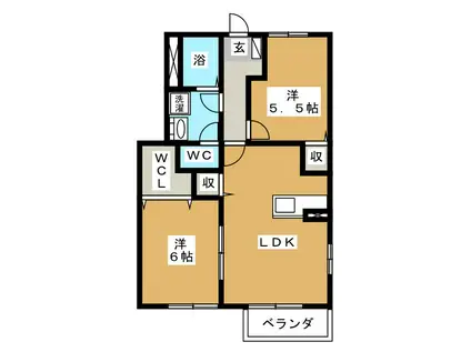 夢が丘ガーデンハイツ I(2LDK/1階)の間取り写真