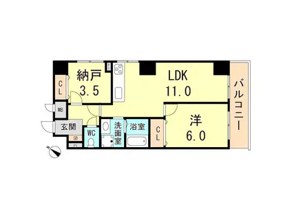 ライオンズマンション 神戸元町第II(1SLDK/5階)の間取り写真