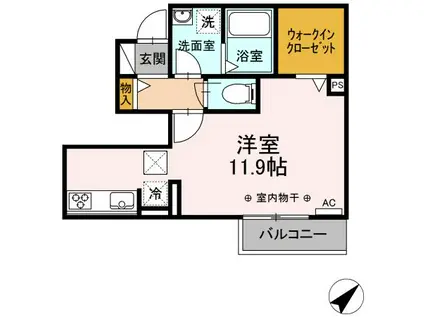 FORTE III(ワンルーム/1階)の間取り写真