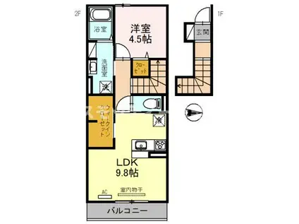 HALEA MIWA(1LDK/1階)の間取り写真