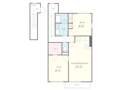 アドミラブール五条の宮 壱番館(2LDK/2階)の間取り写真