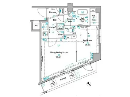 AXAS SHINITABASHI(1LDK/3階)の間取り写真