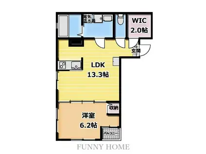 ミヤコウエスト(1LDK/2階)の間取り写真
