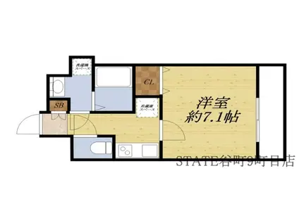 W-SYLE大阪谷町(1K/8階)の間取り写真