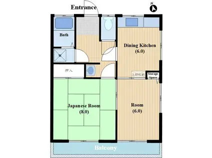 レインボーテラス(2DK/1階)の間取り写真