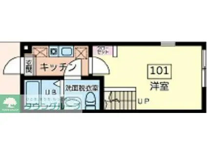 ブリックス本厚木(1K/2階)の間取り写真