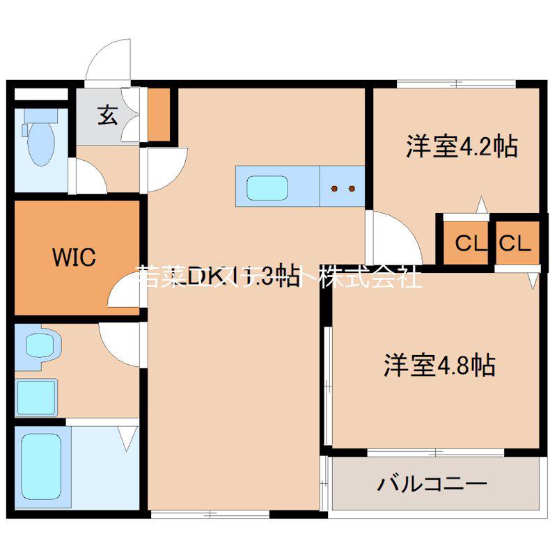 L-BLOOM御井(2LDK/1階)の間取り写真