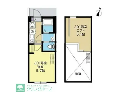 C.B.GREY.東林間(1K/2階)の間取り写真