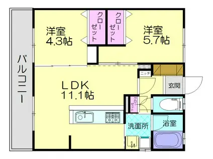 マイプレイス宇美中央(2LDK/2階)の間取り写真