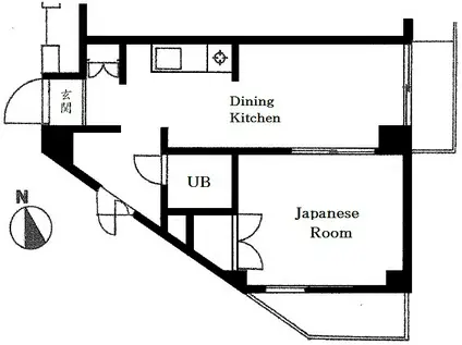 リバーサイドハイツ(1DK/4階)の間取り写真