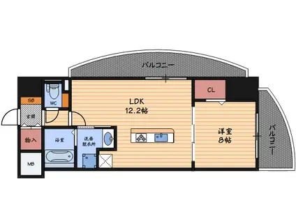 LASANTE UMEDAKITA(1LDK/4階)の間取り写真