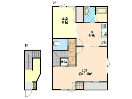 フレッセ徳町I(2LDK/2階)の間取り写真