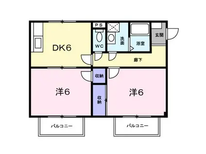 プレ・パルク岩崎III(2DK/2階)の間取り写真