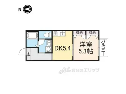 ジュネス平城山A(1DK/2階)の間取り写真