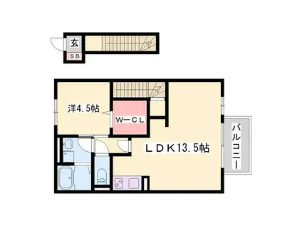 ウエストサイドクエア(1LDK/2階)の間取り写真