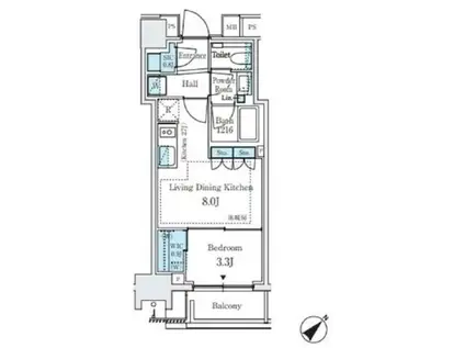 パークホームズ西小山(1DK/3階)の間取り写真