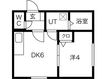 プロスペリティ(1DK/2階)の間取り写真