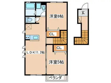 BEACHSIDE VILLAGE(2LDK/2階)の間取り写真