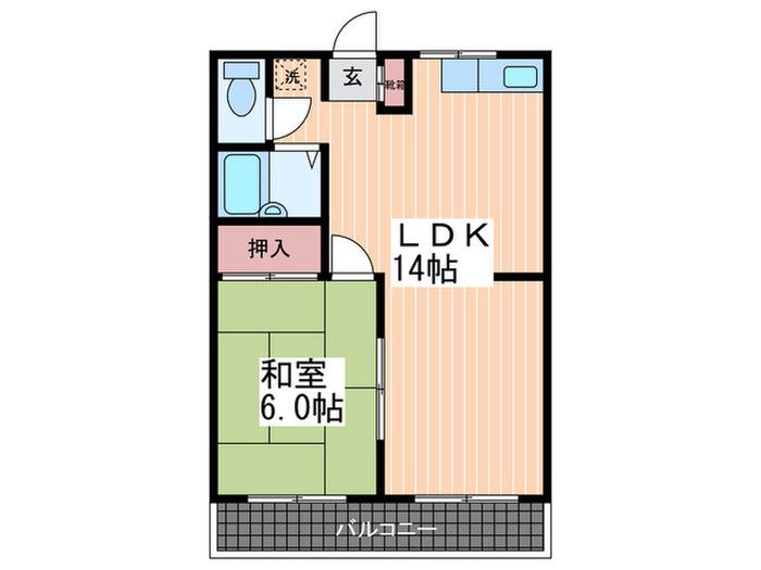 ル・モンド楓(1LDK/1階)の間取り写真