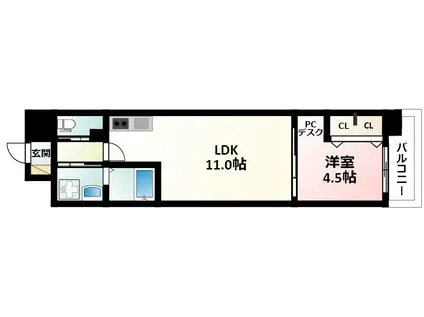 スプランディッド江坂DUE(1LDK/8階)の間取り写真