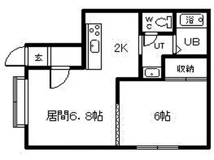 パープルハイツ(1DK/1階)の間取り写真