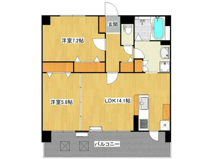 フェルヴェール粕屋(2LDK/3階)の間取り写真