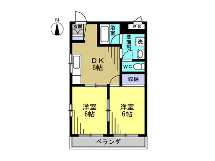 ライフイン大町(2DK/4階)の間取り写真