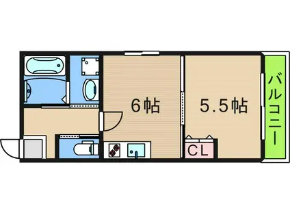 ツイン21(1DK/2階)の間取り写真