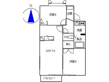 ヴェルドミール(2LDK/2階)の間取り写真