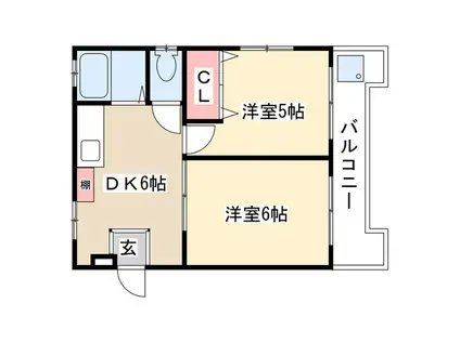 安藤ハイツ(2DK/2階)の間取り写真