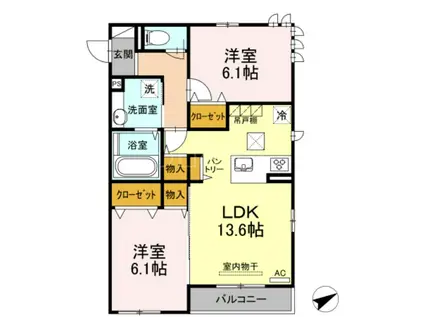 TWINS II(2LDK/1階)の間取り写真