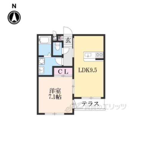 プライベートレジデンス 京都駅西(1LDK/1階)の間取り写真