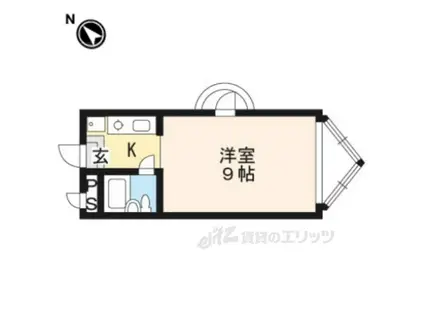 ヴィラ紫野(1K/3階)の間取り写真