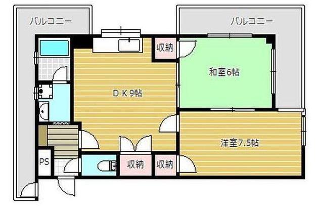 MAXIMAパークハイツ(2DK/4階)の間取り写真