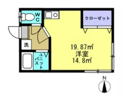 田野井ハイツ(ワンルーム/2階)の間取り写真