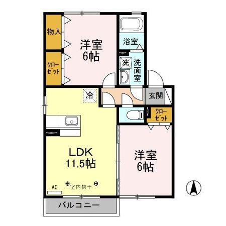 グランモアエクセル(2LDK/2階)の間取り写真