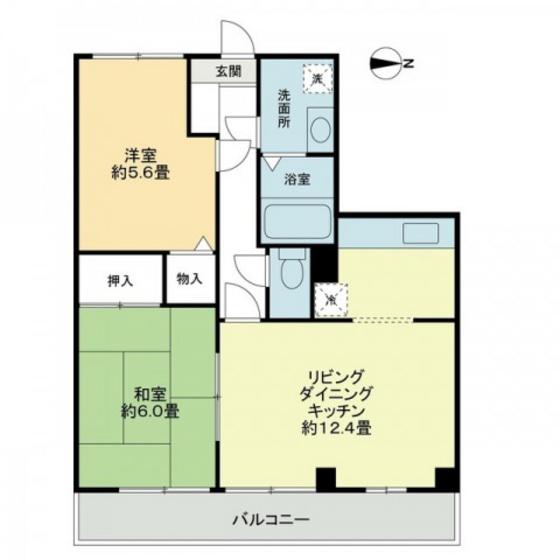 カンフォタブル(2LDK/1階)の間取り写真