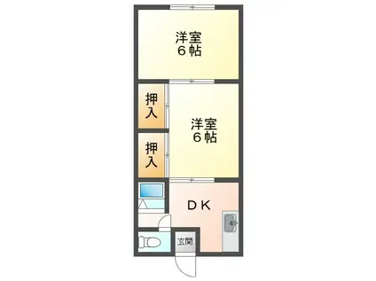 プレジール真庭A(2DK/2階)の間取り写真