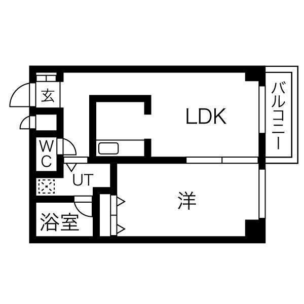 APT-K(1LDK/5階)の間取り写真