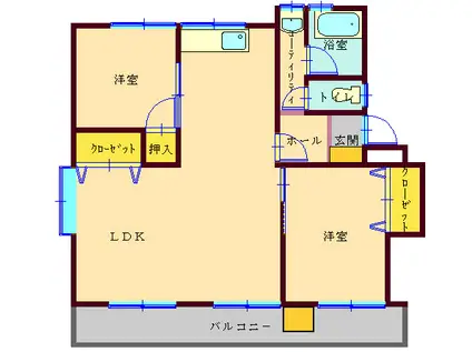 桧垣ビル(2LDK/4階)の間取り写真