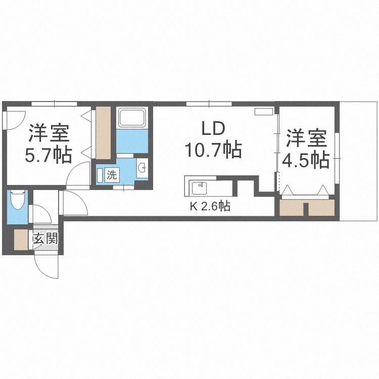 ブランシャール北3条通(2LDK/3階)の間取り写真