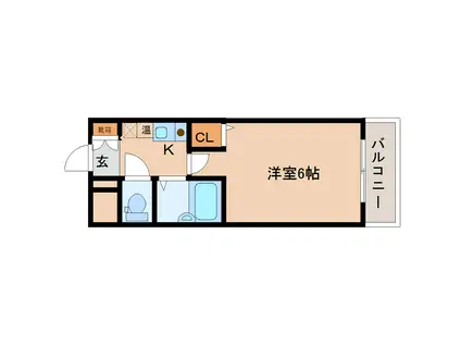 クレール花芝(1K/2階)の間取り写真
