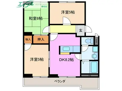 コーポタウン城乃内(3DK/2階)の間取り写真