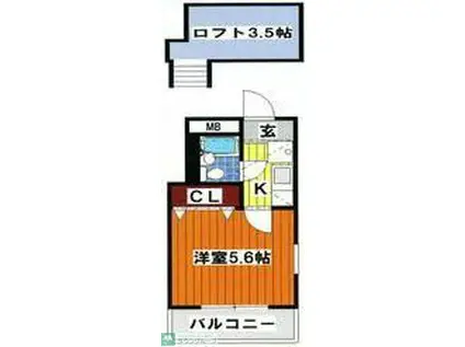 ハウスM1(ワンルーム/1階)の間取り写真