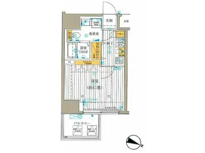 プレール・ドゥーク東京イーストV(1K/7階)の間取り写真