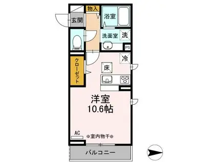 ルナマリア国立A(ワンルーム/1階)の間取り写真