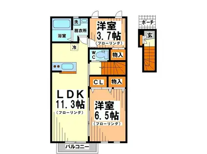 カーサフレスコ 弊社管理物件(2LDK/2階)の間取り写真