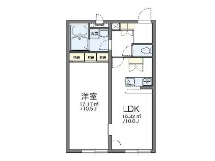 レオパレスWISTERIA(1LDK/2階)の間取り写真